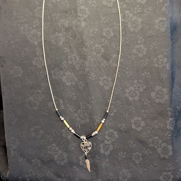 Vintage Native American Genuine Sterling Silver Dreamcatcher Pendant Necklace - Picture 9 of 12